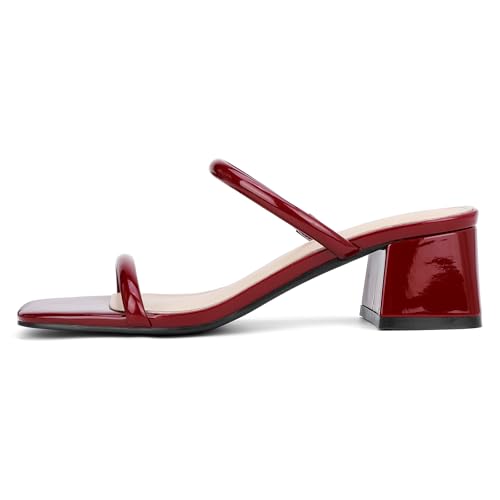 Image of Goderci Women's Chunky Block Low Heeled Sandals | 2 Strap, Square Open Toe, Slip On, Mule Heels