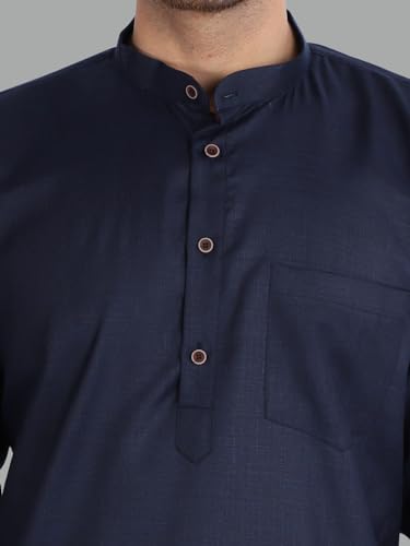 Image of LookMark Men's Cotton Blend Regular Fit A-Line Kurta Shirt
