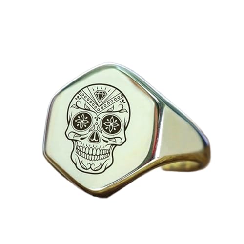 Chevalière vintage en argent sterling 925 fait main avec crâne géométrique