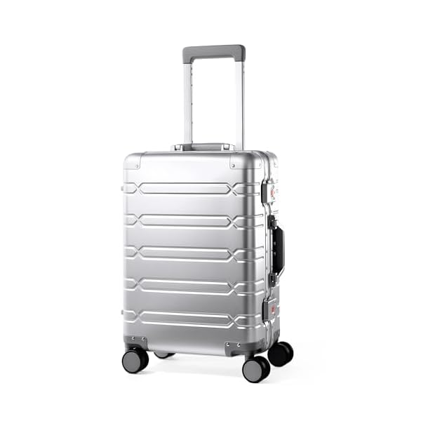 VentureVault All Aluminum Carry On Luggage 22x14x9 Airline Approved，Zipperless Luggage Premium Aluminum Suitcase Luggage, Hard Shell Carry On Luggage with Spinner Wheels (silver, 20inch)