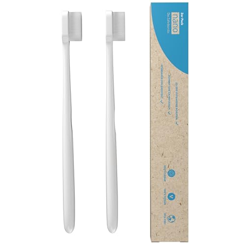 nano Die Zahnbürste. 2er-Pack | Nano Zahnbürste | Weiche Zahnbürste | 20.000 Borsten | Extra weich | Super soft | Sensitiv | Sanfte Zahnbürste | Soft Toothbrush | Das Original | Weiß