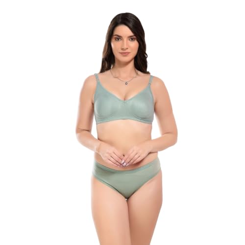 Image of SGC Women Cotton Blend Lingerie Set||Lightly Padded Wirefree Bra & Panty Set||Bridel Set for Women & Girls