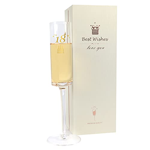 Geschenk zum 18. Geburtstag, Champagnerglas, Kristalle, Champagnerflöte, Glas, Geburtstagsgeschenk, personalisierte Geburtstagsdekoration, Geschenke mit Premium-Geschenkbox Cover