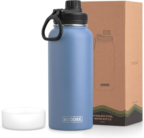 Image of koodee Insulated Water Bottle, 32 oz Stainless Steel Double Wall Vacuum Wide Mouth Sport Bottle with Leakproof Spout Lid (Royal Blue)