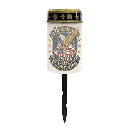 Image of Poceacles Fourth of July Eagle America 250th Pattern Solar Lights Outdoor Grave Candle for Cemetery Decoration Solar Outdoor Lights for United States 250th Anniversary Decor