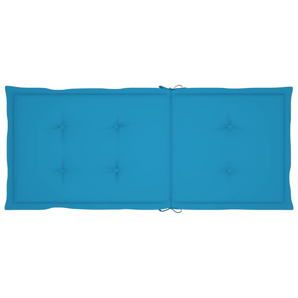 Cuscini per sedia da giardino, 2 pezzi, per sedie a sdraio con schienale alto, design universale, per interni ed esterni, balcone, terrazza, con 2 laccetti, blu, 120 x 50 x 3 cm