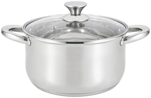 Baumalu, Faitout avec couvercle 24 x 9,5 cm, cuisson homogène, inox, compatible induction, taille 24 x 9,5 cm, couleur inox, Acier Inoxydable