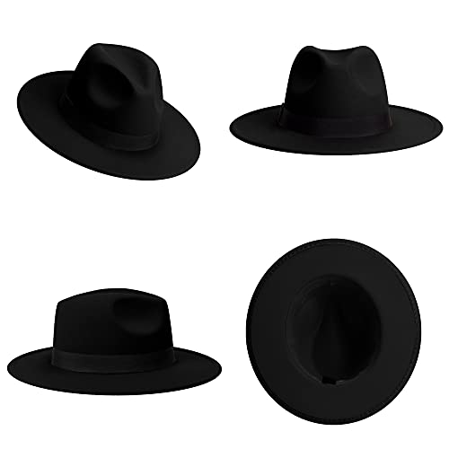 Sajuzen Womens & Mens Fedora Hats, Wide Brim Fedora Hats For Women Men #TOP3
