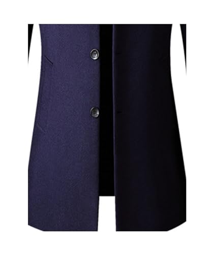 Image of SOMTHRON Men's Trench Coat Wool Blend Slim Fit Top Coat Single Breasted Business Overcoat