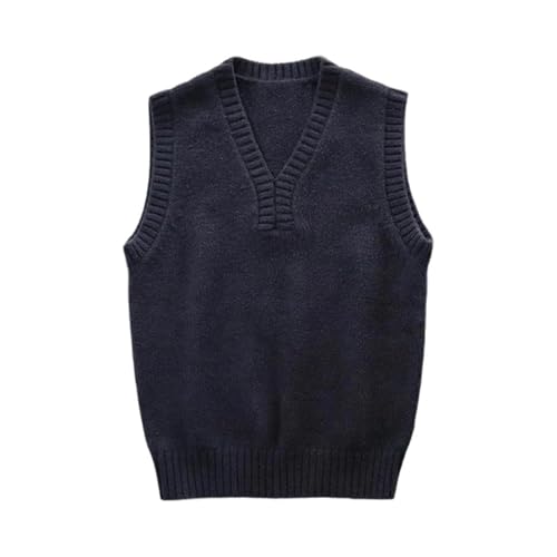 Men Casual V-Neck Knit Vest Autumn Winter Layering Vintage Sleeveless Sports Waistcoat