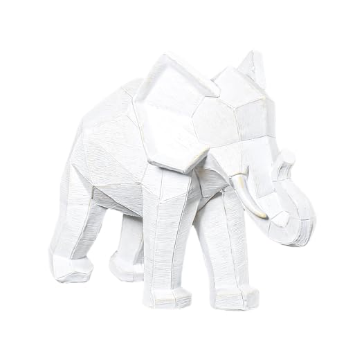 Estatua Elefante Blanco Estilo Geométrico de Resina miniatura 2