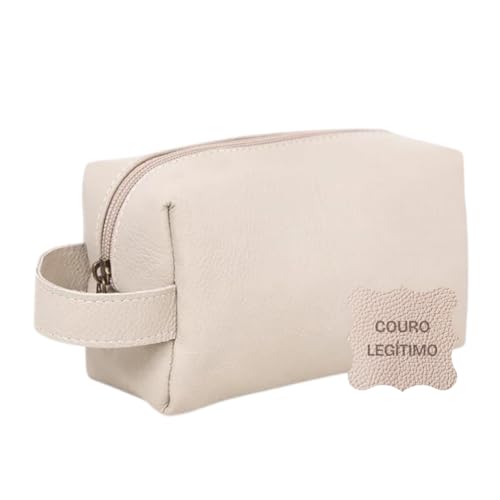 Necessaire Masculina em Couro Legítimo Onix Shoes - Organizador para Viagem e Acessórios (Offwhite)