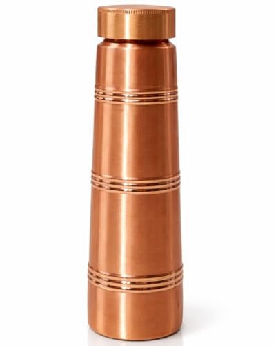 Image of 100% Pure Copper Water Bottle 950ml - Ayurvedic Leak-Proof Copper Bottle for Drinking Water - Handcrafted Mandala Design - BPA-Free & Eco-Friendly - Improves Immunity & Digestion (TOWER 3 RING)