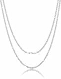 Waitsoul 925 Sterling Silver Sparkling Chain Lobster Clasp 2.5mm Necklace for Women Silver Chain 18 Inches Gifts for Her