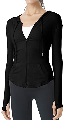 Veste de Yoga Femme Veste de Course avec Poches Mince Veste de Alpinisme Adultes Sport Jogging Vélo Pilates Noir - S Cover