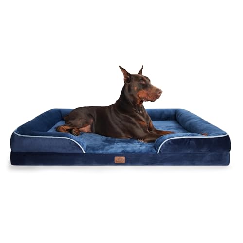 Image of Bedsure XXL Orthopedic Dog Bed for Extra Large Dogs - Washable Giant Dog Cat Bed Waterproof, Comfort Dogs Couch Sofa with Washable Removable Cover, Pet Bed with Nonskid Bottom, Blue Navy, 52 inch