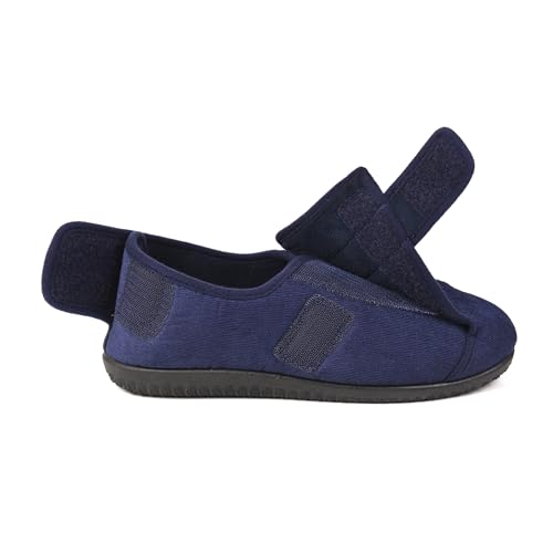 Image of Men's 80-D Memory Foam Adjustable Wide Diabetic Slippers for Swollen Feet, Edema, Arthritis, Elderly Indoor /Outdoor