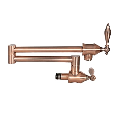 Ct Copper Tailor AF6232-5-BC Pot Filler Faucet Wall Mount Brushed Copper, Ct Copper Tailor Brass Kitchen Sink Pot Filler Faucet Single Hole Two Handles Folding Stretchable Joints Swing Arm cover