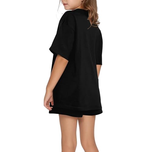 Girls 2 Piece Active Shorts Set Palm Tree Print Outfits Matching Workout Set Short Sleeve Top and Shorts Teen Trendy Clothes3