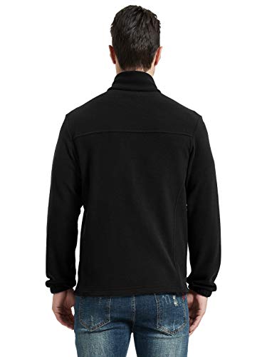 CQC Men\'s Full-Zip Fleece Jacket Soft Polar Winter Outdoor Coat with Pockets Black L - Thumbnail 5