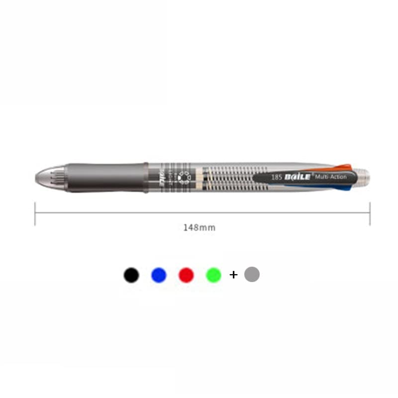 Ołówki 5 szt./partia wielokolorowe 5 w 1 długopis kulkowy 0,7 mm 4 kolory wkład do długopisu kulkowego i 0,5 mm zestaw grafitów do ołówka mechanicznego (5 szt. zestaw wielokolorowy) (5 szt. zesta
