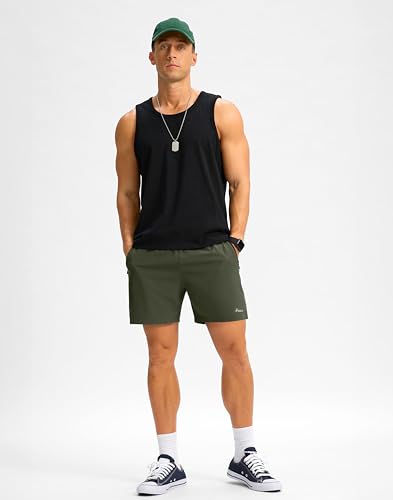 Image of Pudolla Men's Running Gym Shorts with Zipper Pockets 5 inch /7 inch / Lightweight Quick Dry Running Workout Athletic Short
