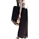 [MEME XTRA] ワイドパンツ レディース シフォン ボトムス ロングパンツ 涼しい ズボン ガウチョパンツ ゆったり 体型カバー 裏地ありボトムス 着痩せ 爽やか 夏 秋 春 通勤 おしゃれ