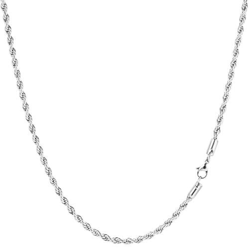 ［Puente］ ネックレス チェーン メンズ レディース ステンレス スクリュー フレンチ ロープ (2mm, 50cm シル...
