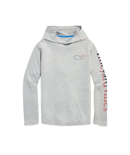 vineyard vines Men's On-The-go Whale Outline Long-Sleeve Harbor Performance Hoodie Tee