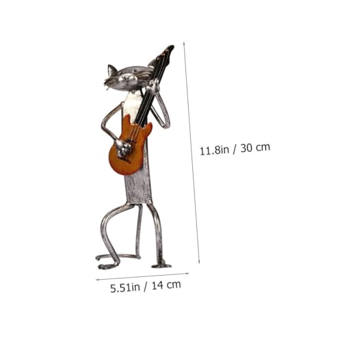 Statuette de chat musicien argenté Veemoon pour sublimer votre salon ou votre espace de travail - 3