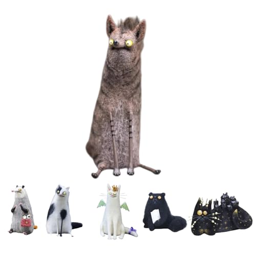Yately Figurines en Laine Feutrée Faits Main - Compagnons Quirky 4 Pouces, Animaux Feltés Fantaisistes pour Décoration d'Intérieur, Objets de Collection(Style E)