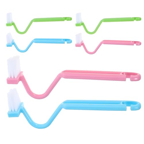 Zerodeko 6 Piezas Cepillo de Limpieza para Baño Forma en V, Mango Curvado, Material Abs y Nylon, Fácil y Almacenamiento Seco para Limpieza WC