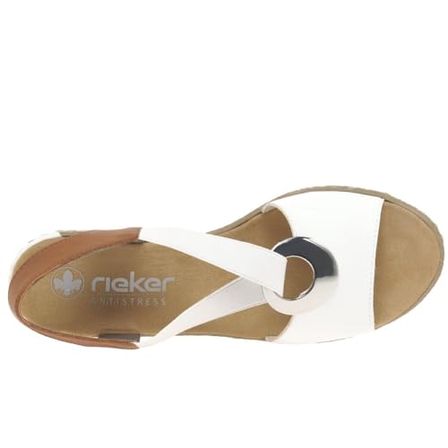 Image of Rieker 624H6 Fanni Women's Wedge Sandals - Lightweight, Comfortable and Supportive - Slip On Sandals with Cushioned Insole and High Wedge for Everyday Stylish Wear