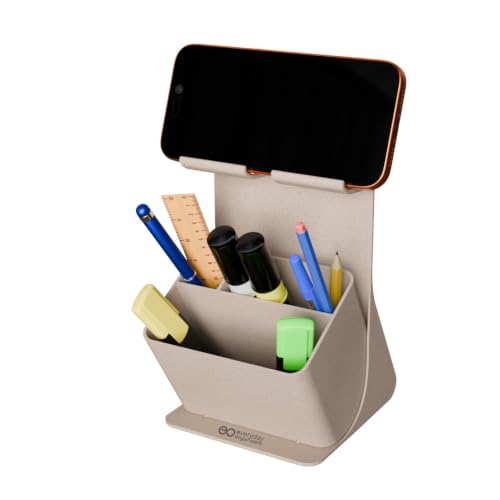 Image of eo Desk Organizer with Phone Stand | Dual Compartment Pen Stand | Removable Base Organizer | Quick-Access Desk Accessories for Office Desk, Study Table & Work From Home (Apex, Sustainable)