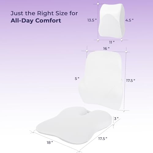 Image of Billebon Premium Car Seat Cushions Combo| Lumbar Support| Neck Rest & Car Wedge Seat Cushion for Long Drive Comfort| Gel Infused Memory Foam| Ergonomic Car Cushions Pillows -Black