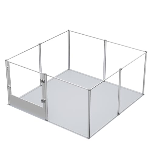 BingoPaw Acryl Wurfkiste Hunde Laufstall: Hundegehege Wohnung, 8-TLG Welpenauslauf 80 cm hoch, XXL Welpenlaufstall Indoor mit Tür und wasserdichte Boden