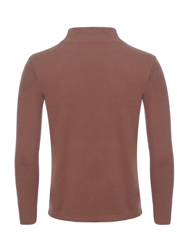 Eandarui Ropa interior térmica para hombre de invierno, cuello alto, camiseta interior de manga larga, para fútbol, exterior, deporte, camiseta funcional, marrón, M