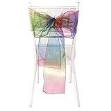 Lucky Monet 10 Pack Organza Chair Sashes Rainbow Chair Bows Ties Ribbons Wedding Chair Decorations for Wedding Party Banquet Decoration (Rainbow)