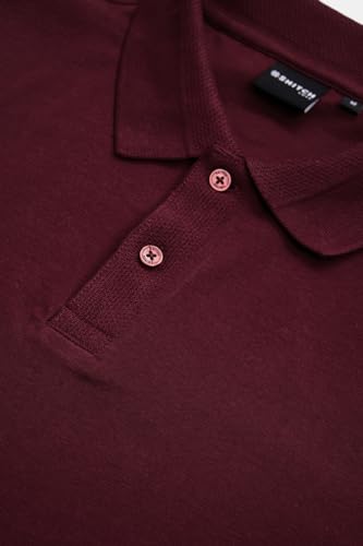 Image of SNITCH Men Polo Plus Size T-Shirt | Solid Polo with Contrast Inner Placket & Tipped Cuffs | 96% Cotton 4% Lycra Stretch Regular Fit, Casual Wear