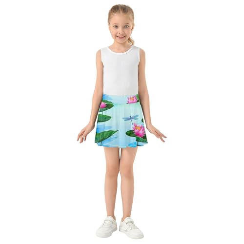 Athletic Shorts Girls Skorts Bloom Pink Lotus Flowers Green Toddlers Tennis Skirts Dance Golf Flowy Skirt 3t3