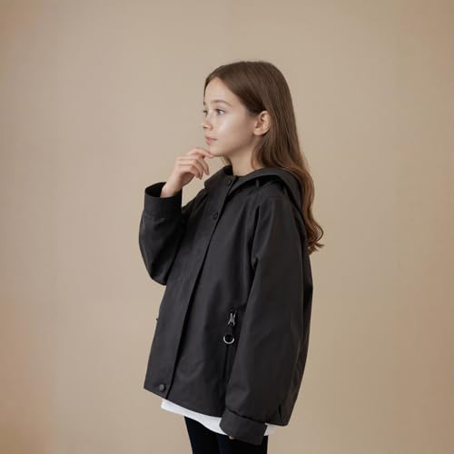Kids Girls Hoodie Windbreaker Jacket Windproof Long Sleeve Zipper Coat Stylish Rainproof Outwear For Toddler Girls2