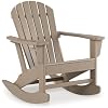 Signature Design by Ashley Sundown Treasure Cottage Weather Resistant Outdoor Rocking Chair with 1 Cup Holder, Light Brown