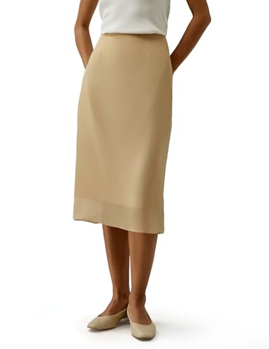 LilySilk 100% Double-Faced Silk Charmeuse Skirt for Women Summer Soft Versatile