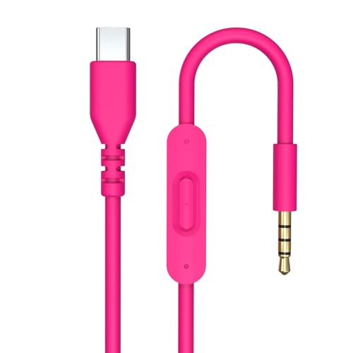 USB C Solo 4 Audio Cable, Solo 3 Replacement Audio Aux Cord with Inline Mic Control Compatible with Beats Studio Solo Pro Detox Mixr Executive Pill Headphones to iPhone 17/16 USB-C Devices (Pink)