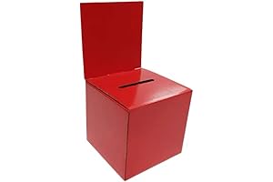 Donation Box Cardboard Raffle Ticket Cash & Check Money Case Red