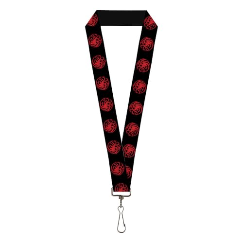 Buckle-Down Game of Thrones Lanyard, Game of Thrones House of Targaryen Sigil Black Red, Elastic
