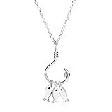 Collar de plata de ley 925 chapado en oro de 14 quilates con 3 peces en gancho, delicado, sin níquel, hipoalergénico para pieles sensibles, joyería de playa para mujeres, mamá e hija, con cadena de