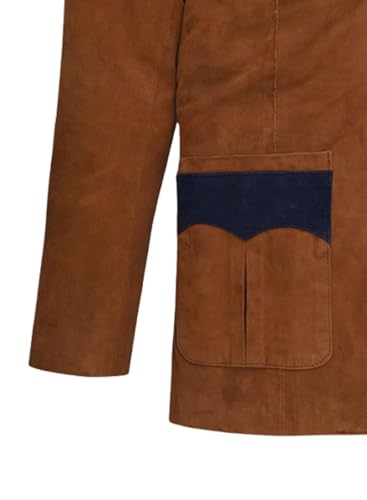 Mens Vintage Styled Suede Blazer Western Styled Coat with Blue Contrast3