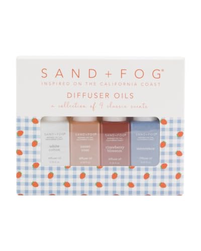 Image of Sand + Fog Diffuser Oils Gift Set, 4 Pack, 0.33 fl oz Each (Cotton, Rose, Strawberry, Innocence)