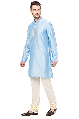 In-Sattva Men's Indian Embroidered Banded Collar and Placket Royal Kurta Tunic2